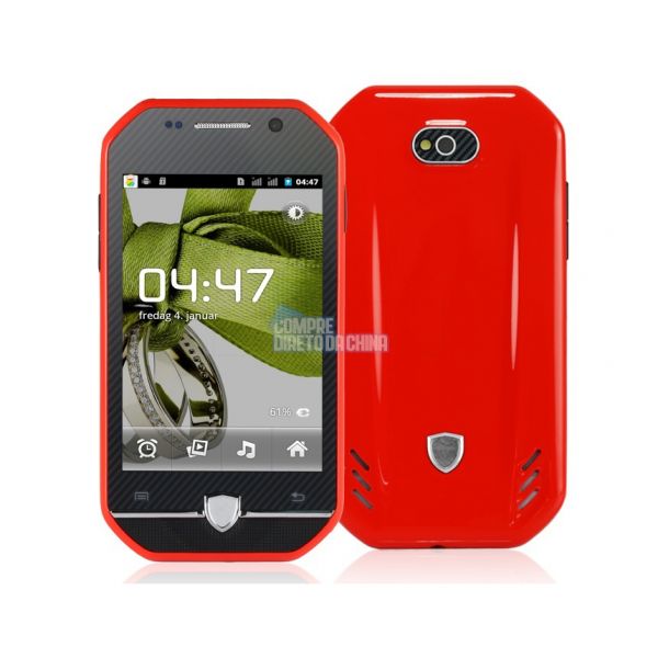 Celular Vermelho com Sistema Operacional Android